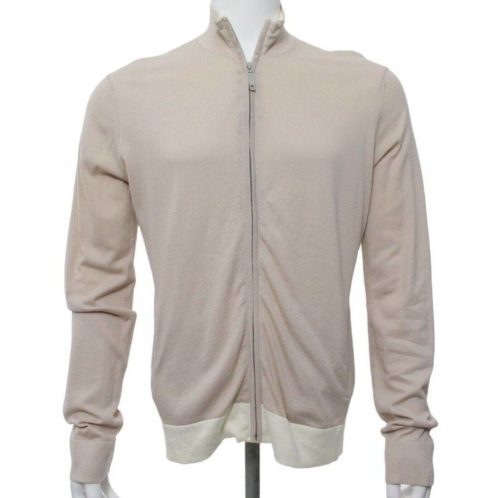 James Perse Contrast Band Zip Up Sweater Cotton
